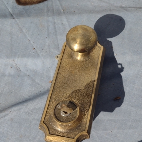 Vintage Gold Solid Steel Door Knob and Plate - Picture 1 of 4